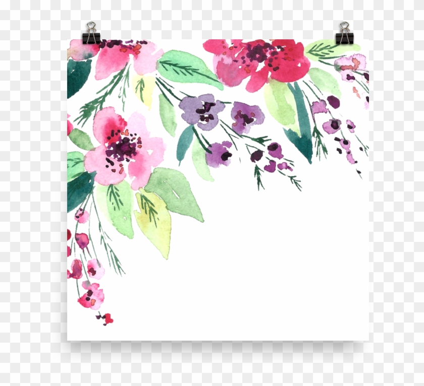 Watercolor Flowers Photo Paper Poster - Watercolor Painting Clipart #577288