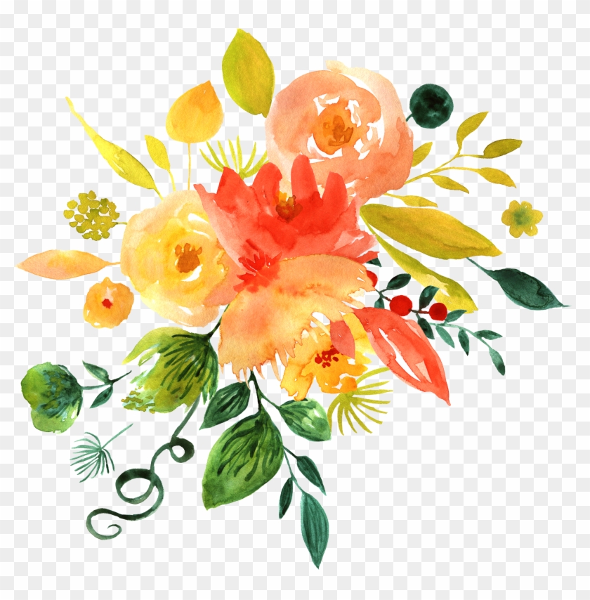 Floral Design Painting Flower Hand Painted Decoration - Transparent Yellow Watercolor Flowers Clipart