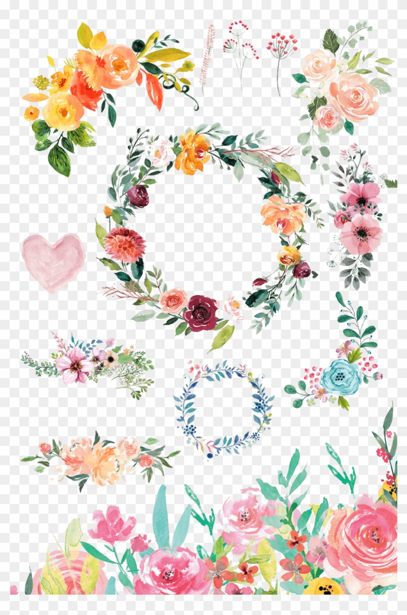 Watercolor Flowers Png Set Download - Watercolor Flowers Png Frame Clipart #577557