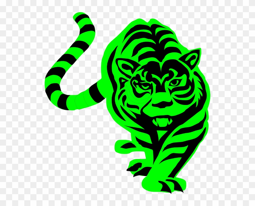 Green Striped Tiger Svg Clip Arts 546 X 599 Px - Png Download #577709