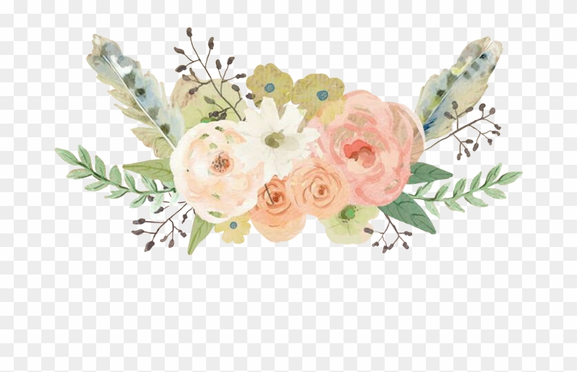 Flowers Flores Feathers Watercolor - Pastel Watercolor Flower Png Clipart