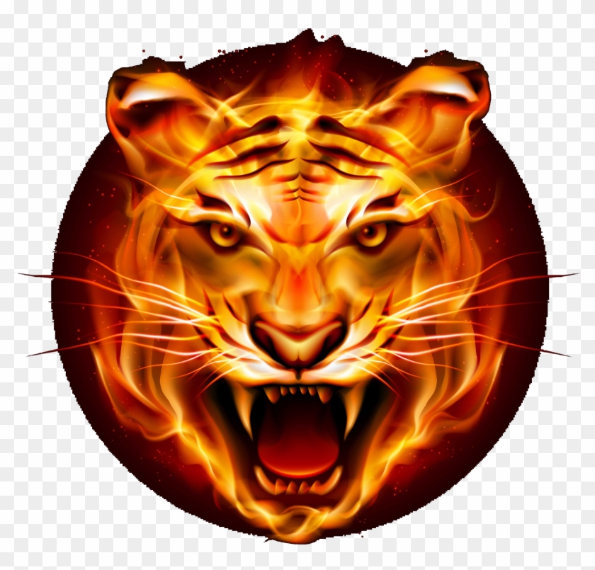 Tiger Png Logo - Tiger Head Flame Clipart #578407