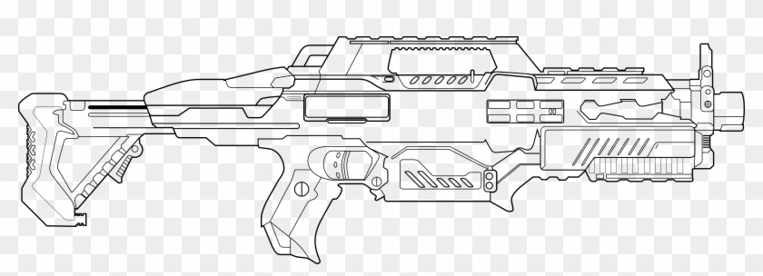 Drawn Sniper Nerf Gun - Nerf Gun Coloring Pages Clipart #5700054