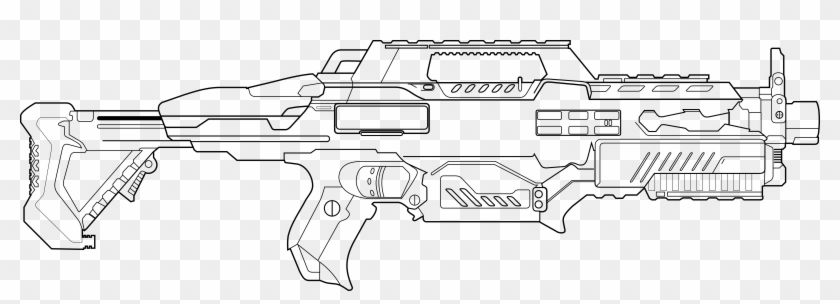Drawn Sniper Nerf Gun - Nerf Gun Coloring Pages Clipart