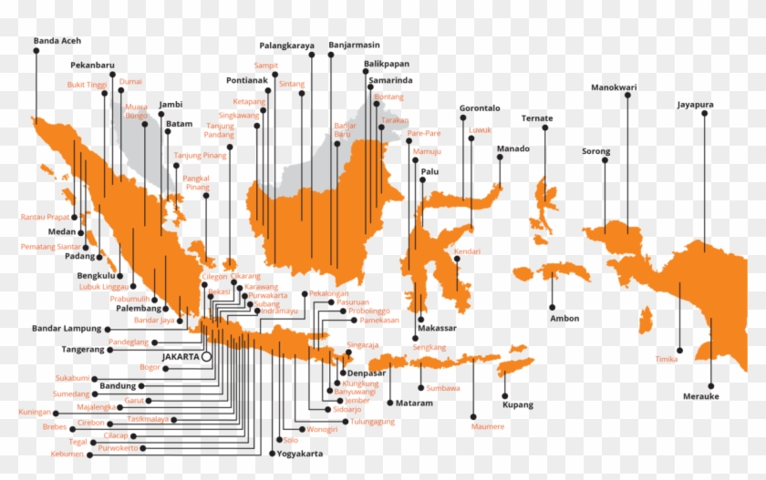 34 Provinces 126 Cities 155 Service Points - Capital Of Indonesia Map Clipart