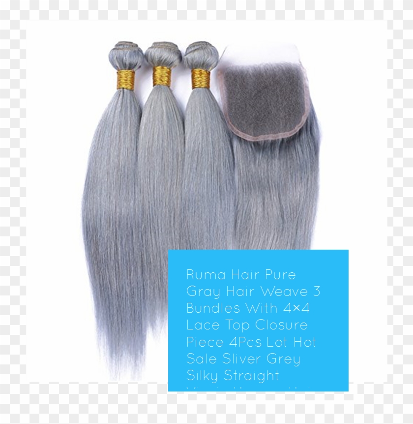 Ruma Hair Pure Gray Hair Weave 3 Bundles With 4×4 Lace - Mannequin Clipart