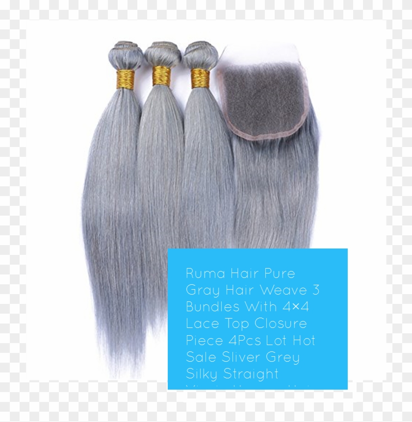 Ruma Hair Pure Gray Hair Weave 3 Bundles With 4×4 Lace - Mannequin Clipart #5701068
