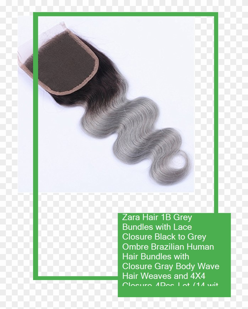 Zara Hair 1b Grey Bundles With Lace Closure Black To - Horse Grooming Clipart