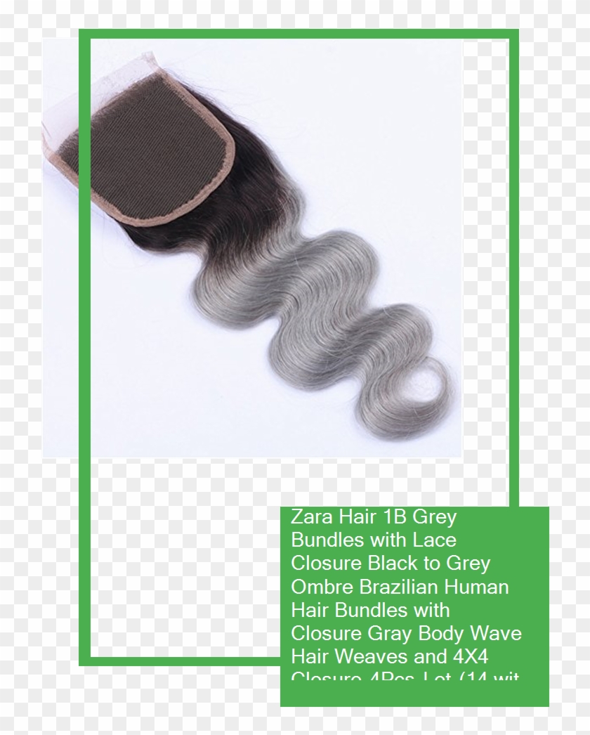 Zara Hair 1b Grey Bundles With Lace Closure Black To - Horse Grooming Clipart #5701374