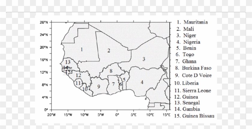 A Sketch Map Of West Africa Showing The Geographical - Sketch Of West Africa Map Clipart #5701558