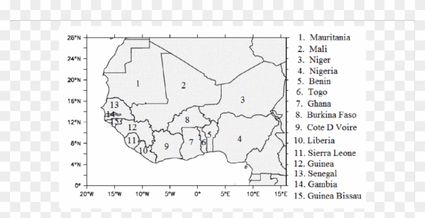 A Sketch Map Of West Africa Showing The Geographical - Sketch Of West Africa Map Clipart