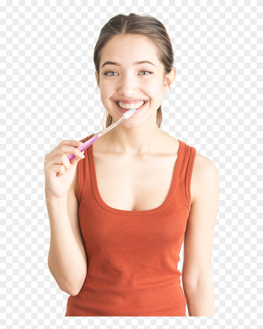 Beautiful Teenage Girl Cleaning Her Teeth - Transparent Teenager Clipart #5702044
