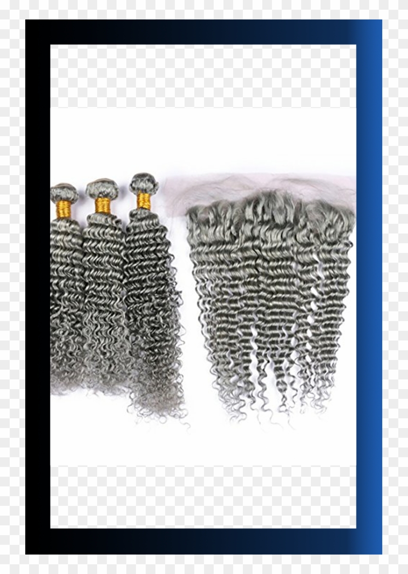 Grey Deep Wave Brazilian Hair Bundles With Lace Frontal - Sketch Clipart #5702455