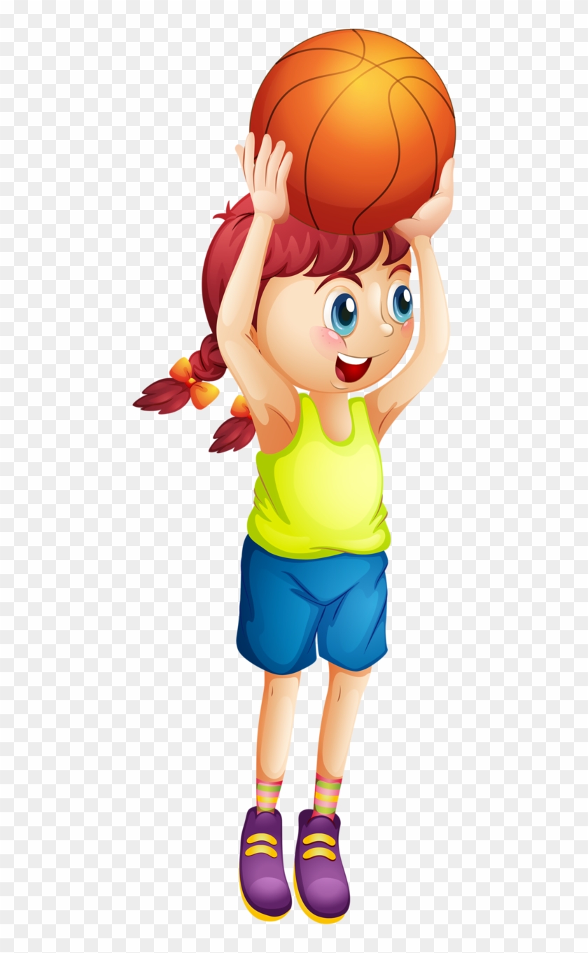 Фотки Dibujos Infantiles, Murales, Pinturas, Niños - Niña Jugando Basquet Png Clipart