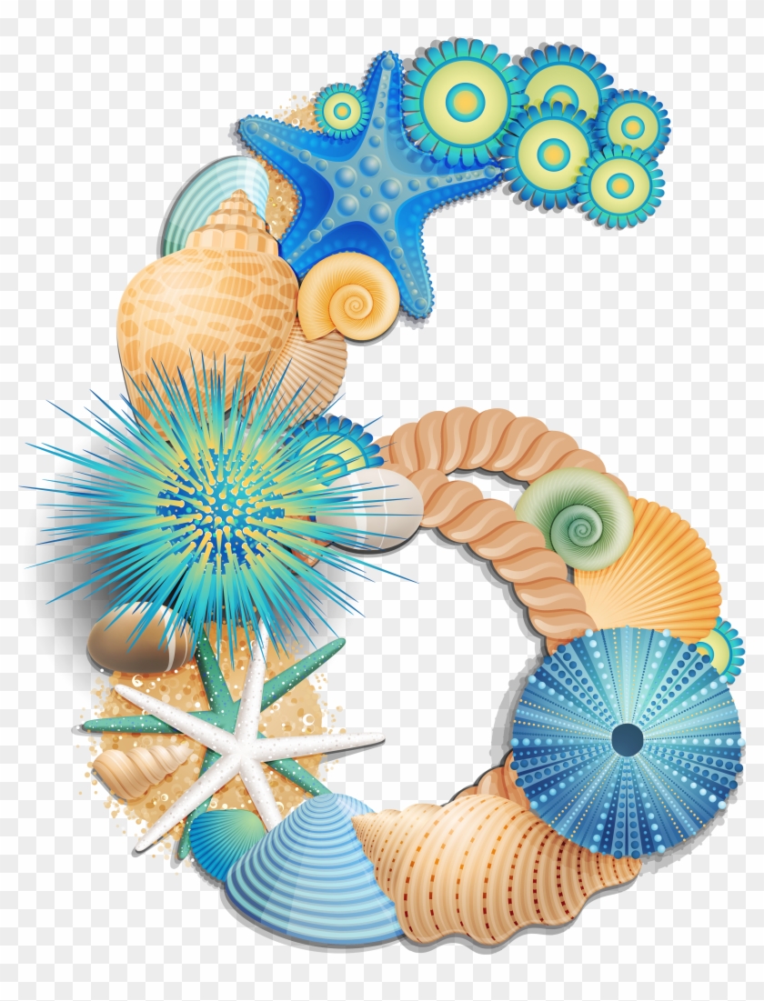 Transparent Number Six Sea Style Png Clipart Picture - Beach Numbers Png #5703753