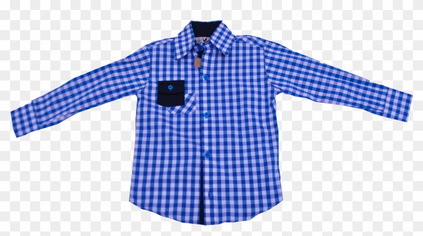 Cuadros Azules, Azul Rey, Linea, Manga Larga, Bolsillos, - Camisa Caballero Clipart
