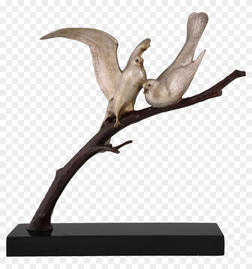 French Art Deco Bronze Bird Sculpture By Becquerel, - Sculpture Bird Clipart #5705440