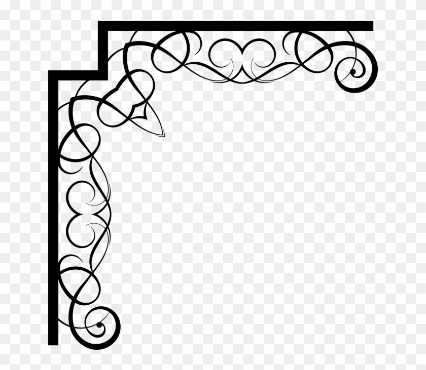 Ornamental Vintage Corner - Line Art Clipart