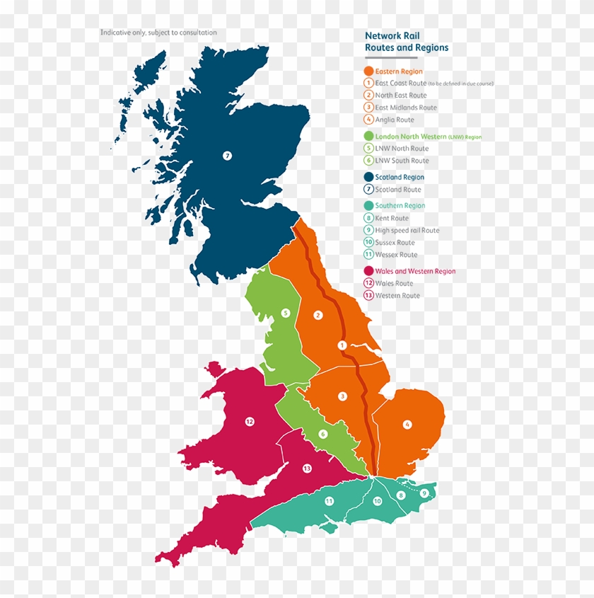 Map Of Network Rail's Routes And Regions - Brexit Referendum Map Results Clipart #5707216