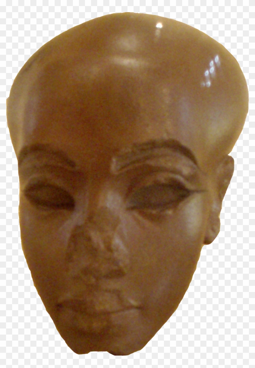 Frontal View Of A Statue Head Of An Amarna Princess, - Bronze Sculpture Clipart