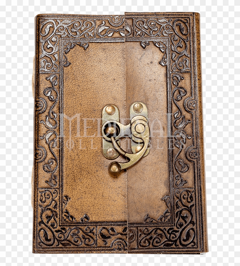 Ornate Border Leather Journal With Clasp - Motif Clipart