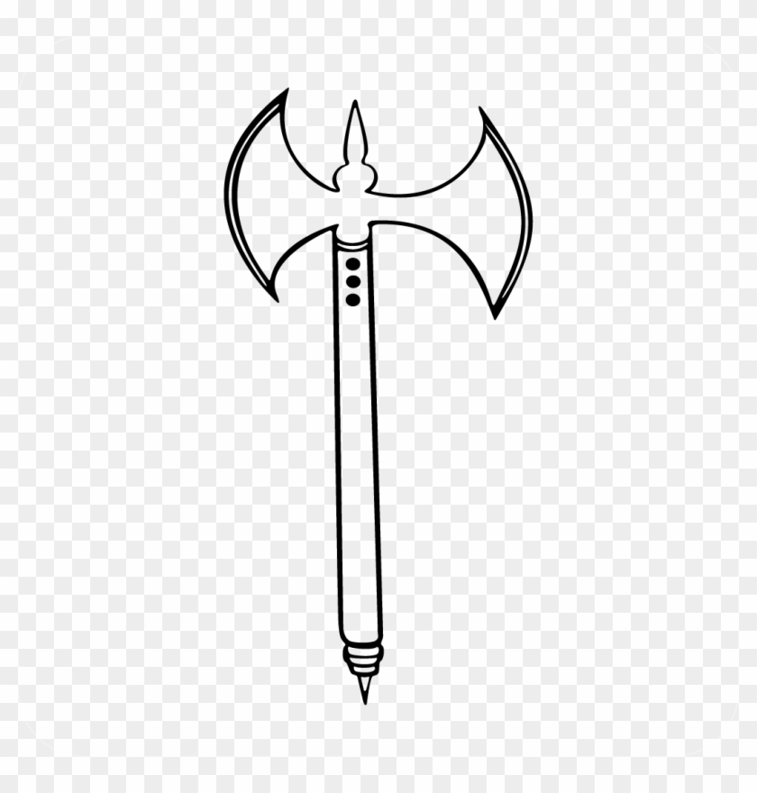 Medieval Double Sided Axe Decal Style - Stencil Clipart