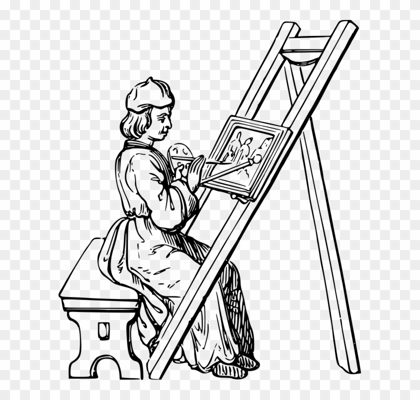 Arte, Artista, Pintura, Pintor, Personas - Drawing Of An Artist Painting Clipart #5708737