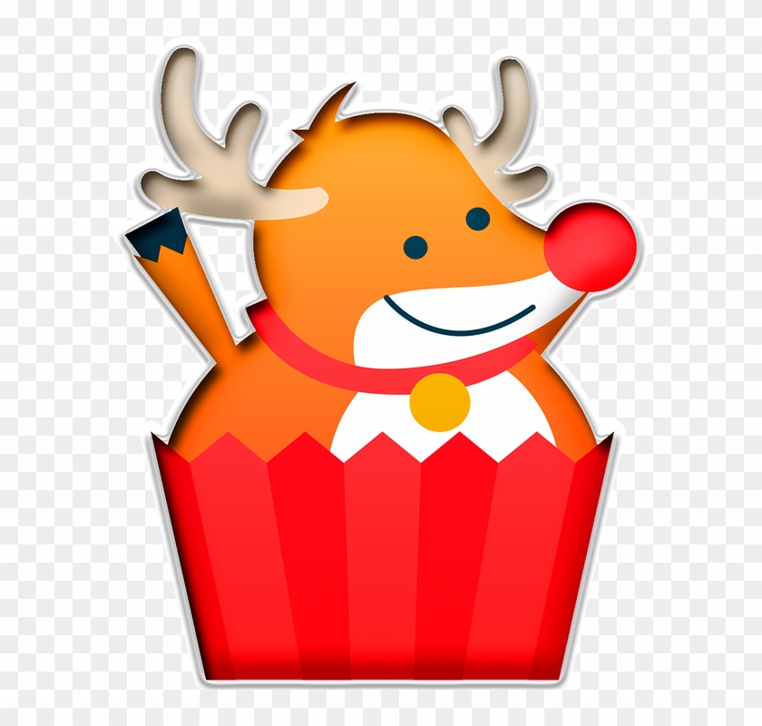 Cupcake Reindeer Christmas Cake Sweet Santa Xmas Clipart #5709403