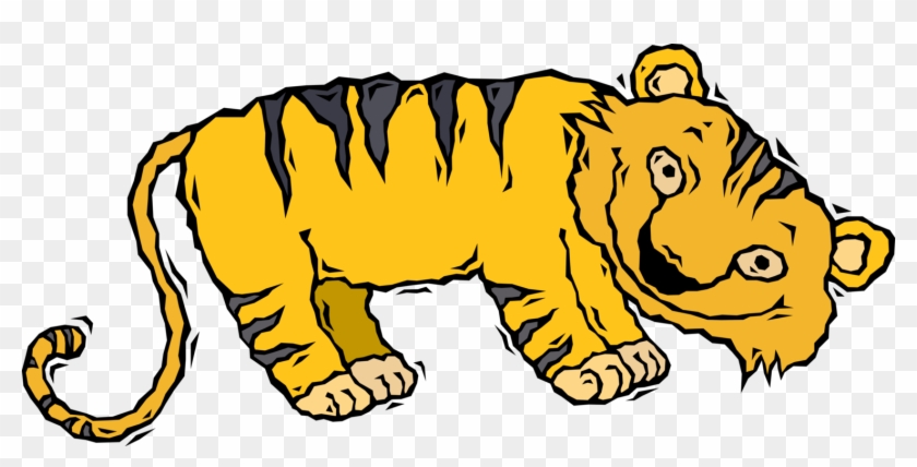 Vector Illustration Of Newborn Infant Baby Tiger Shows Clipart