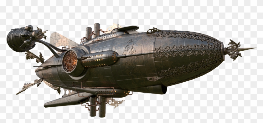 Airship Png Transparent - Steampunk Zeppelin Png Clipart #5711543