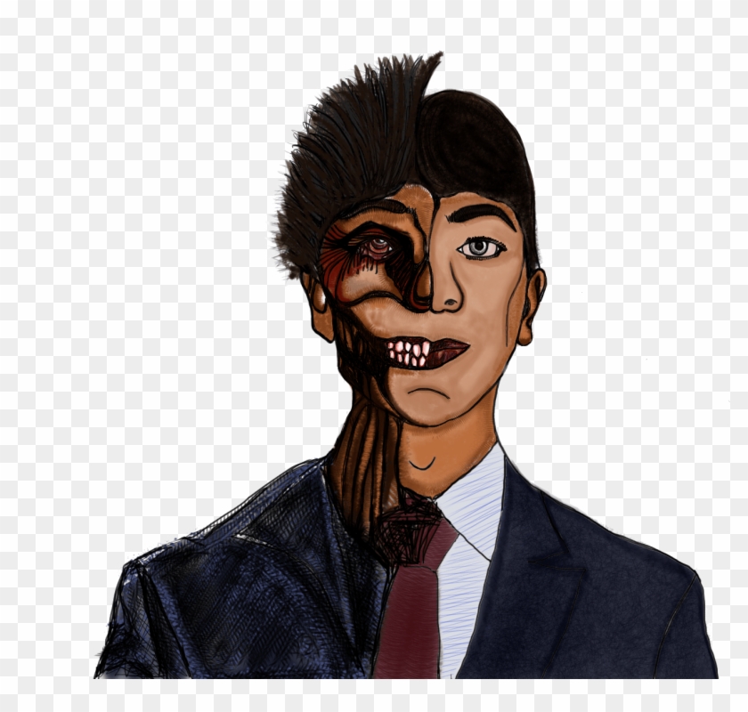 Two Face Zombie - Cartoon Clipart