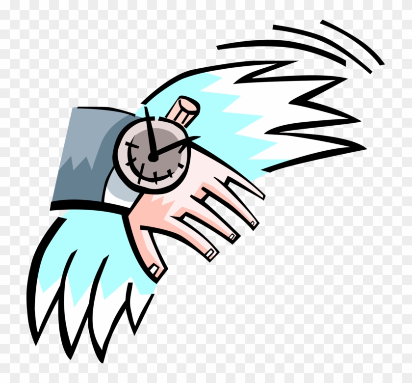 Vector Illustration Of Time Flies With Wristwatch Clipart