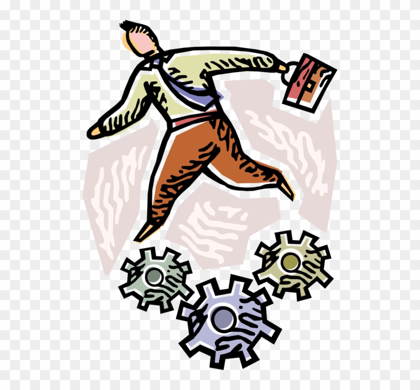 Vector Illustration Of Businessman Turns Industrial Clipart