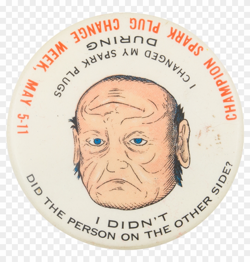 Spark Plug Two Face Event Button Museum - Label Clipart