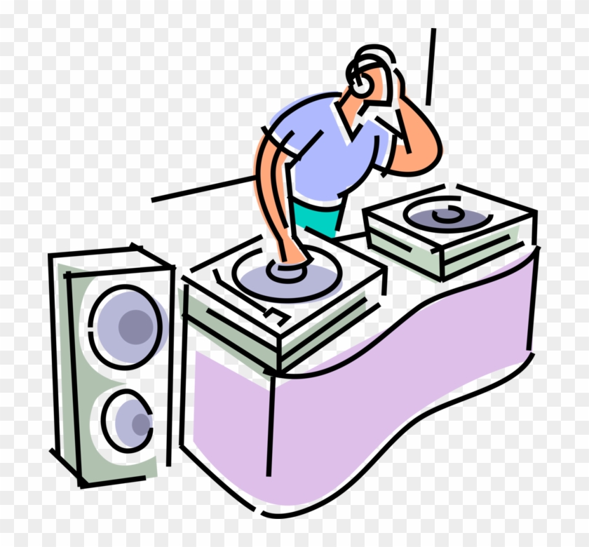 Vector Illustration Of Disc Jockey Dj Deejay In Nightclub Clipart #5713958