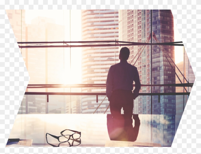 A Business Man In His Office Looking Out Of The Window - Business Clipart