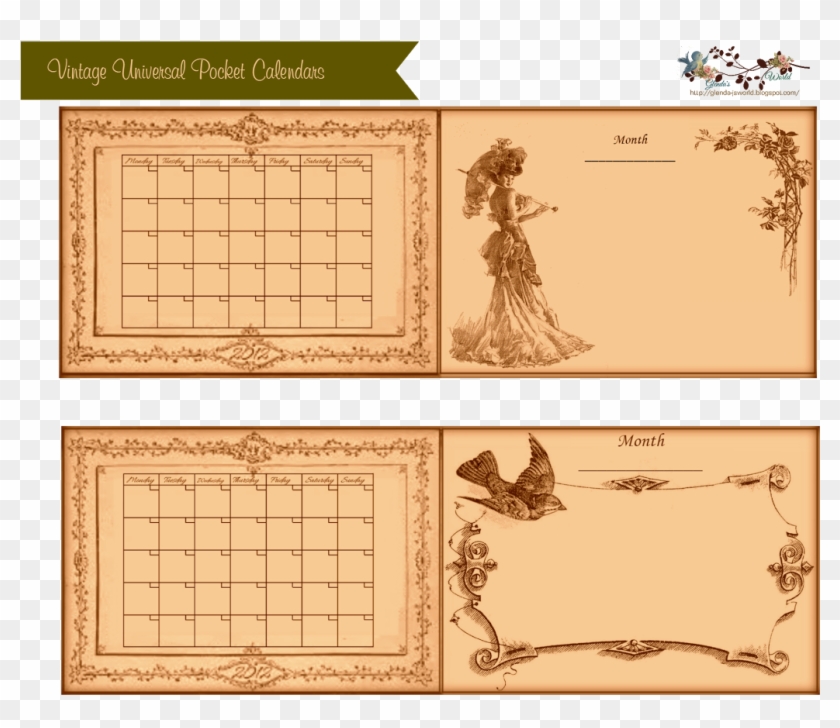 Displaying Vintage Universal Pocket Calendars-glenda's - Vintage Bird Clip Art - Png Download