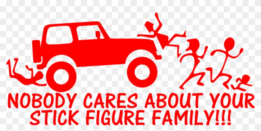Stick Figure Family Nobody Cares Jeep - Tpa Clipart