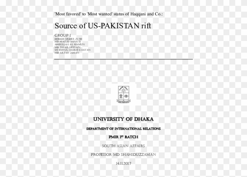 'most Favored' To 'most Wanted' Status Of Haqqani And - University Of Dhaka Clipart #5717161