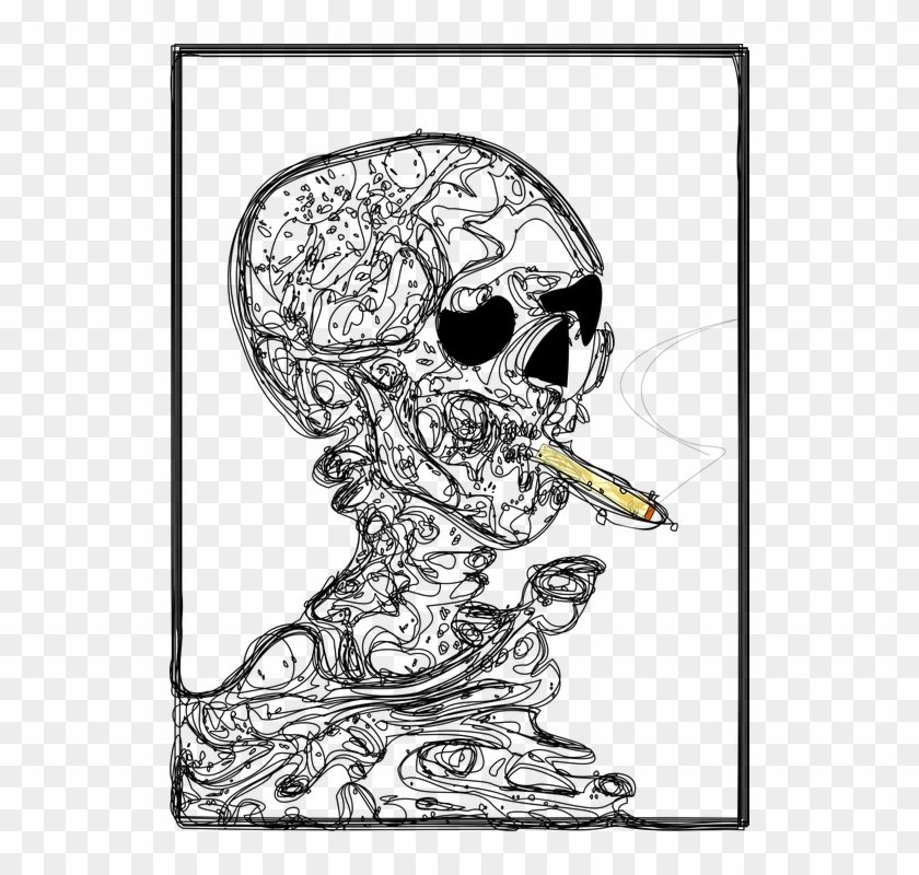 Smoking Kills Skull Smoking Smoke Deadly Death - Van Gogh Smoking Skull Tattoo Clipart #5717963