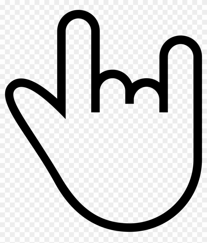 N Roll Gesture Outlined Hand Symbol Png - Rock N Roll Symbol Clipart