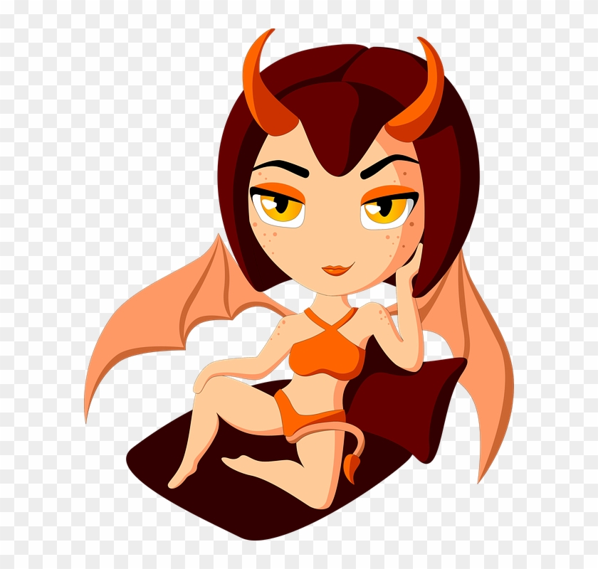 Succubus Daemon Lust Erotic Seduction Orange - Cartoon Clipart #5719279