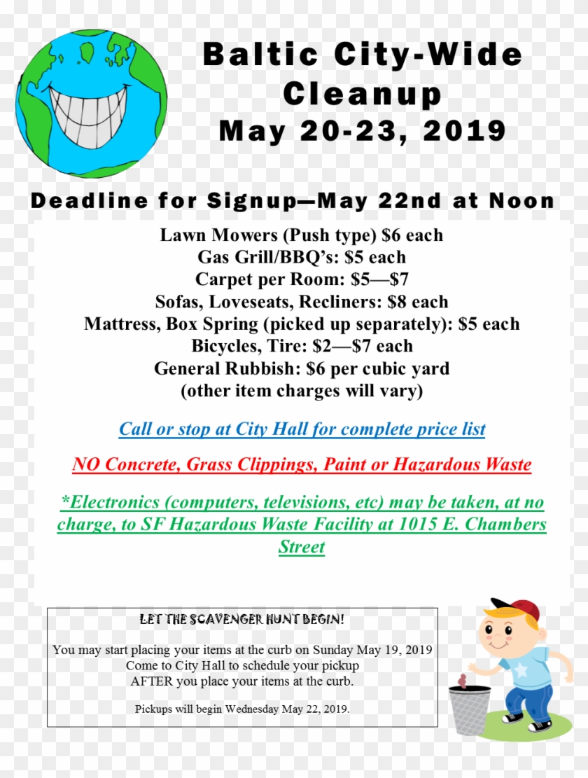 City Wide Cleanup Will Be The Week Of May 20, - Cartoon Clipart