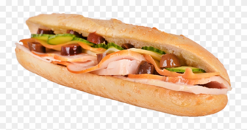 White Baguette With Roasted Chicken - Roast Chicken Sandwich Baguette Clipart