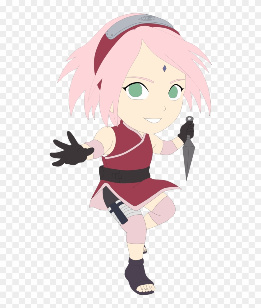 Chibi Sakura Haruno Line Art Colured By Twerk-jutsu - Sakura Haruno Chibi Png Clipart