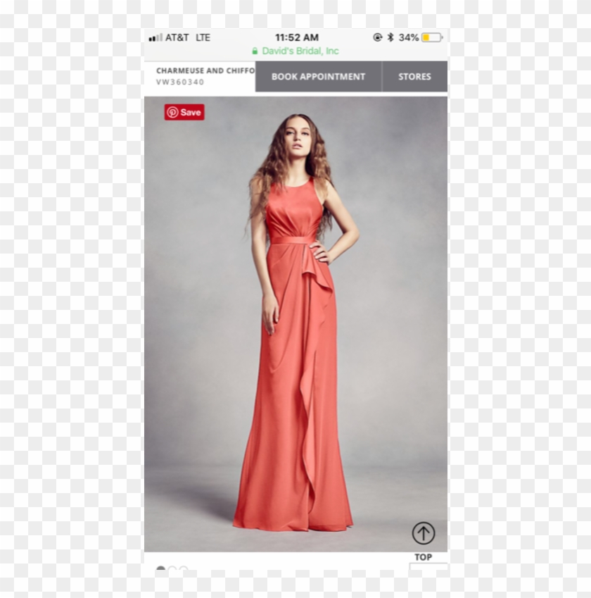 Charmeuse And Chiffon Bridesmaid Dress With Ruffle - Gown Clipart