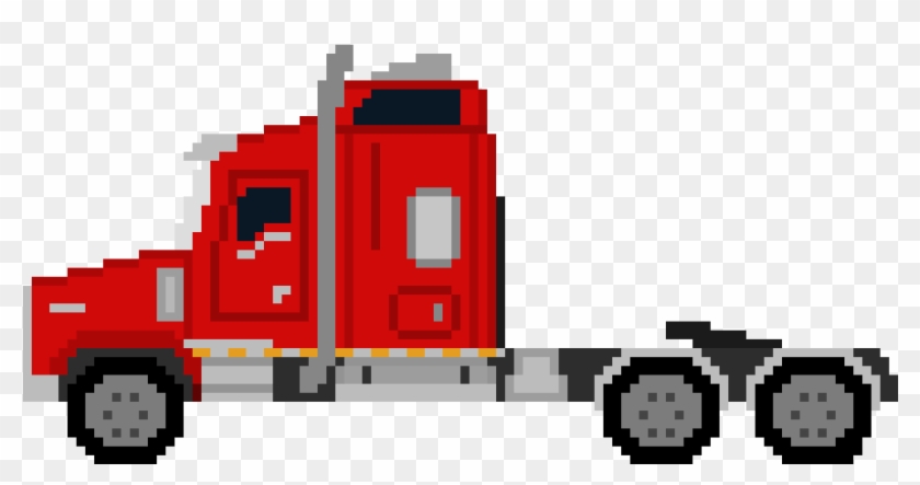 Kenworth Semi Red - Semi Truck Pixel Art Clipart