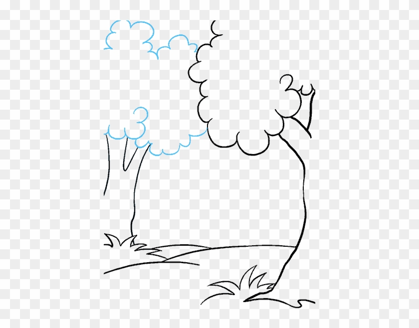 Forest Clipart Horizon - Easy Cartoon Forest Drawing - Png Download #5731271
