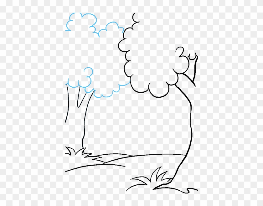 Forest Clipart Horizon - Easy Cartoon Forest Drawing - Png Download