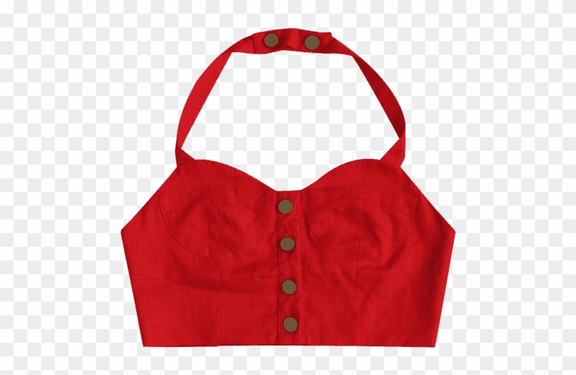 Button Halter Crop Bustier Top - Handbag Clipart